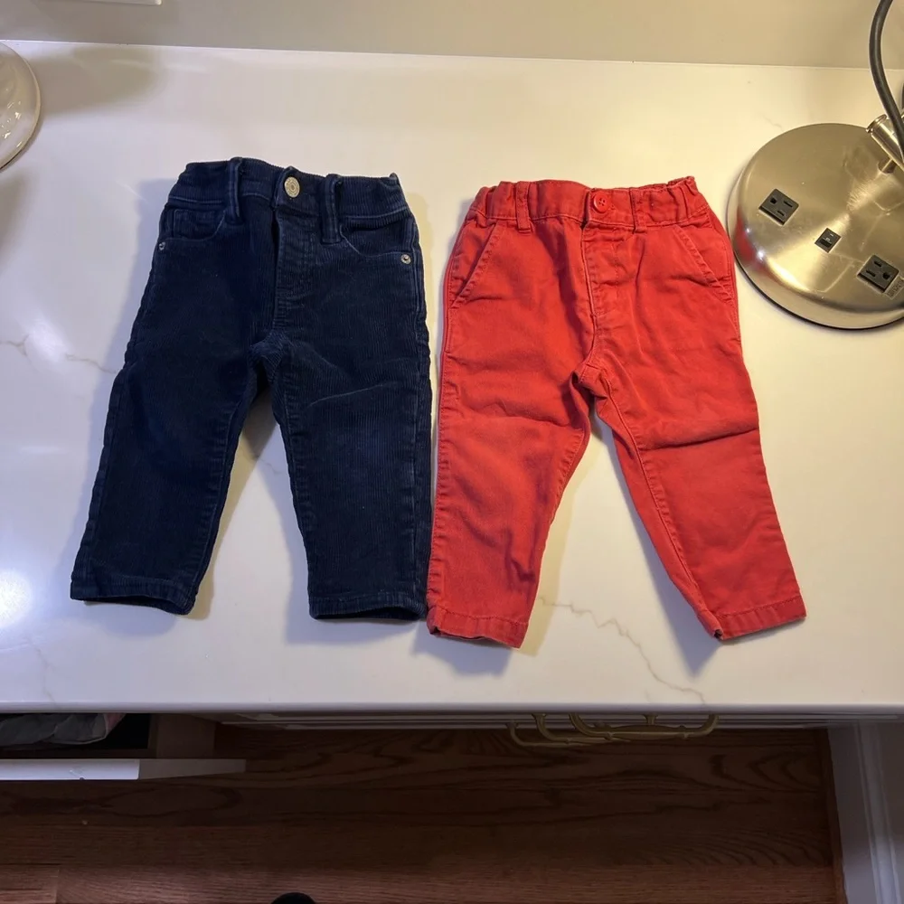 GAP and Children’s Place pants. Navy Corduroy and Nantucket Red 12-18 months